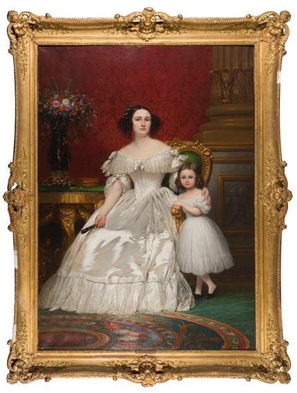 Portrait de Madame de Villeneuve Bargemon et sa fille by Joseph Désiré Court, circa 1838