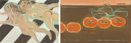 Artwork by Chozaburo Inoue, Two Nudes, Made of oil and pastel on canvas