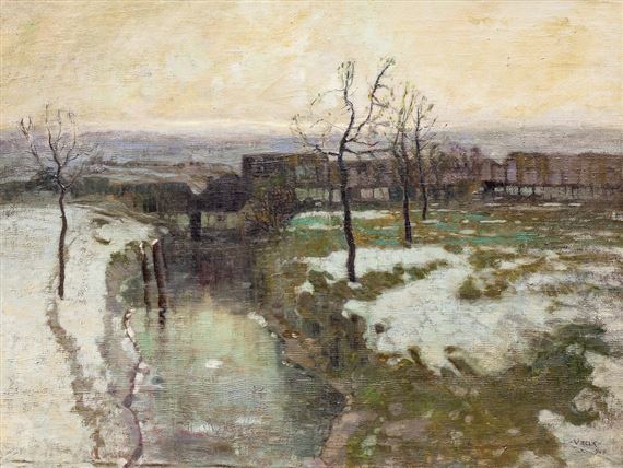 ZA VESNICÍ V ZIMĚ by Robert F. Wacík, 1908