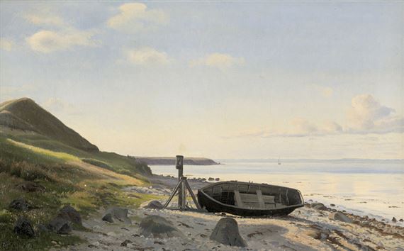 Ruderboot am Strandufer by Harald Frederik Foss, 1882