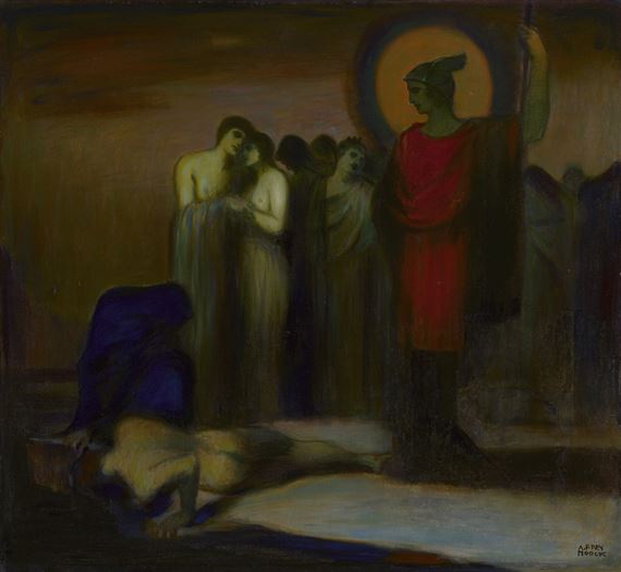 Seelen aus dem Lethestrom Vergessenheit trinkend by Adolf Frey-Moock