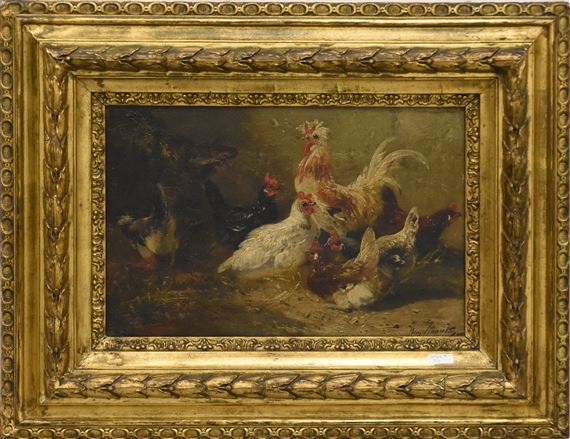 "Coq et poules dans le poulailler" by Henry Schouten
