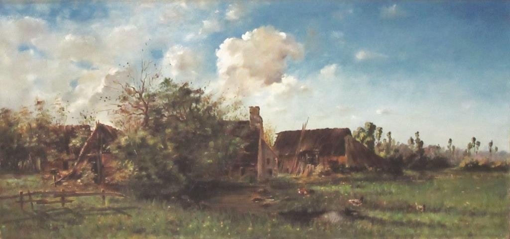 Artwork by Georg Huber, Ferme aux environs de Fontainebleau, Made of Oil on canvas