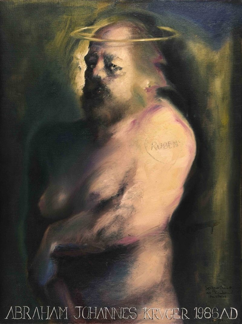 Artwork by Braam Kruger, Self Portrait as Ruben's Mistress, Made of oil on canvas