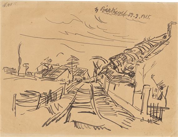 Dorfstraße (Märzdorf) by Peter August Böckstiegel, 1915