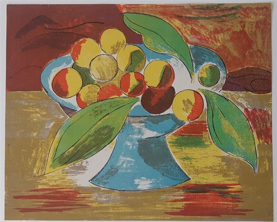 ロバート・マザウェル　オリジナルリトグラフ　刷り込みサイン有り Axel Salto Lithograph Peaches(1920s) Klingen アクセル サルト