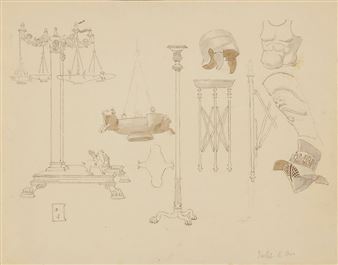 Ensemble de 42 feuilles de croquis comprenant des relevés de Pompéi, de Vézelay, et de Notre-Dame de Paris ainsi que d’autres monuments - Eugène Emmanuel Viollet-le-Duc