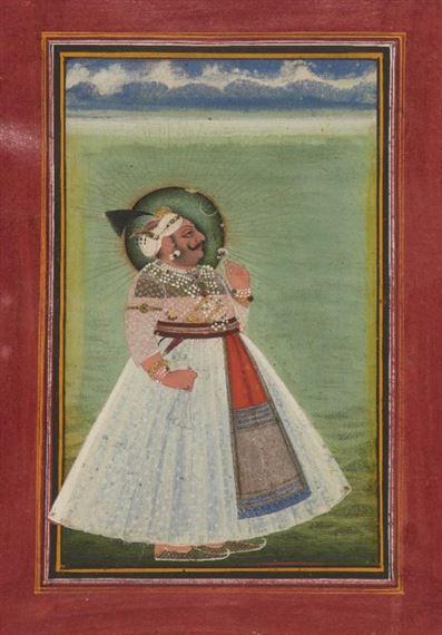 Rajasthan School, 19th Century  Portrait of a Nobleman Holding a