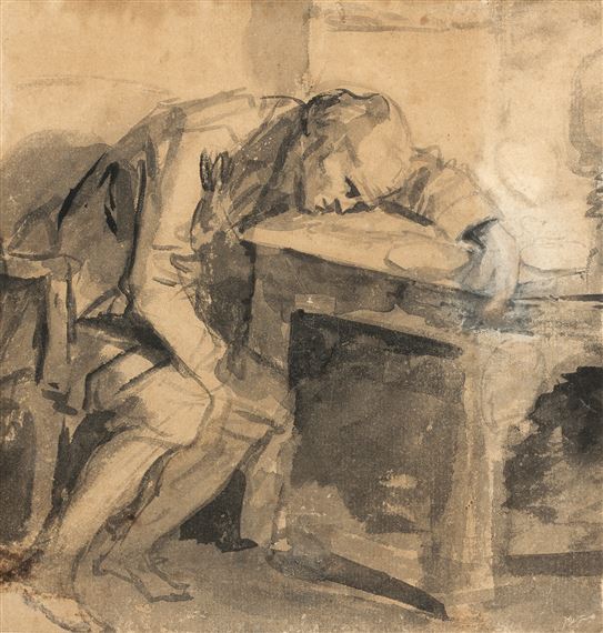 Jean-Baptiste Greuze | Le vieillard endormi | MutualArt