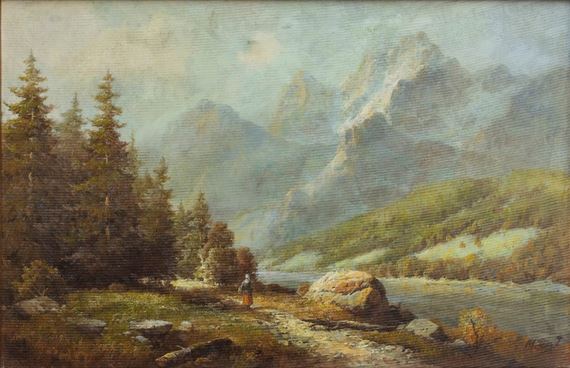 Postava u řeky pod horami - Feigl Max