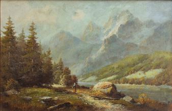 Postava u řeky pod horami - Feigl Max