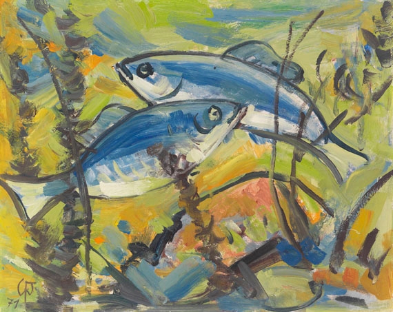 Zwei blaue Fische by Werner Fechner, 1971