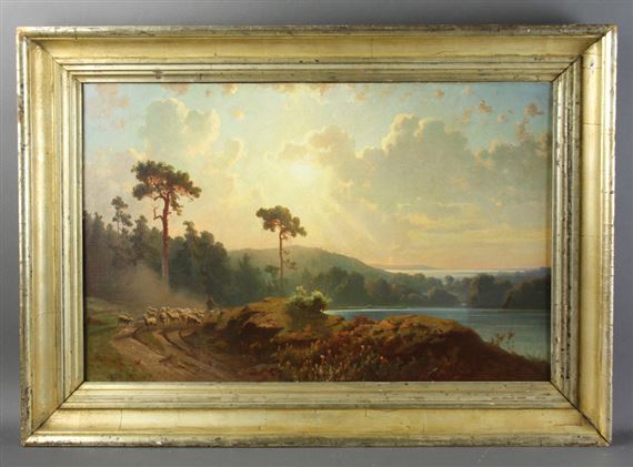 Lake Scene with Sheep by Lev Felixovich Lagorio