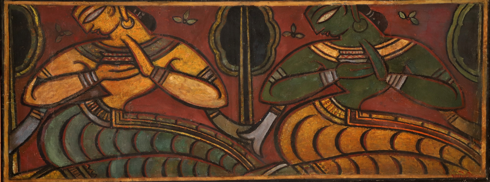 Artwork by Jamini Roy, NAYIKAS, Made of Tempera on board