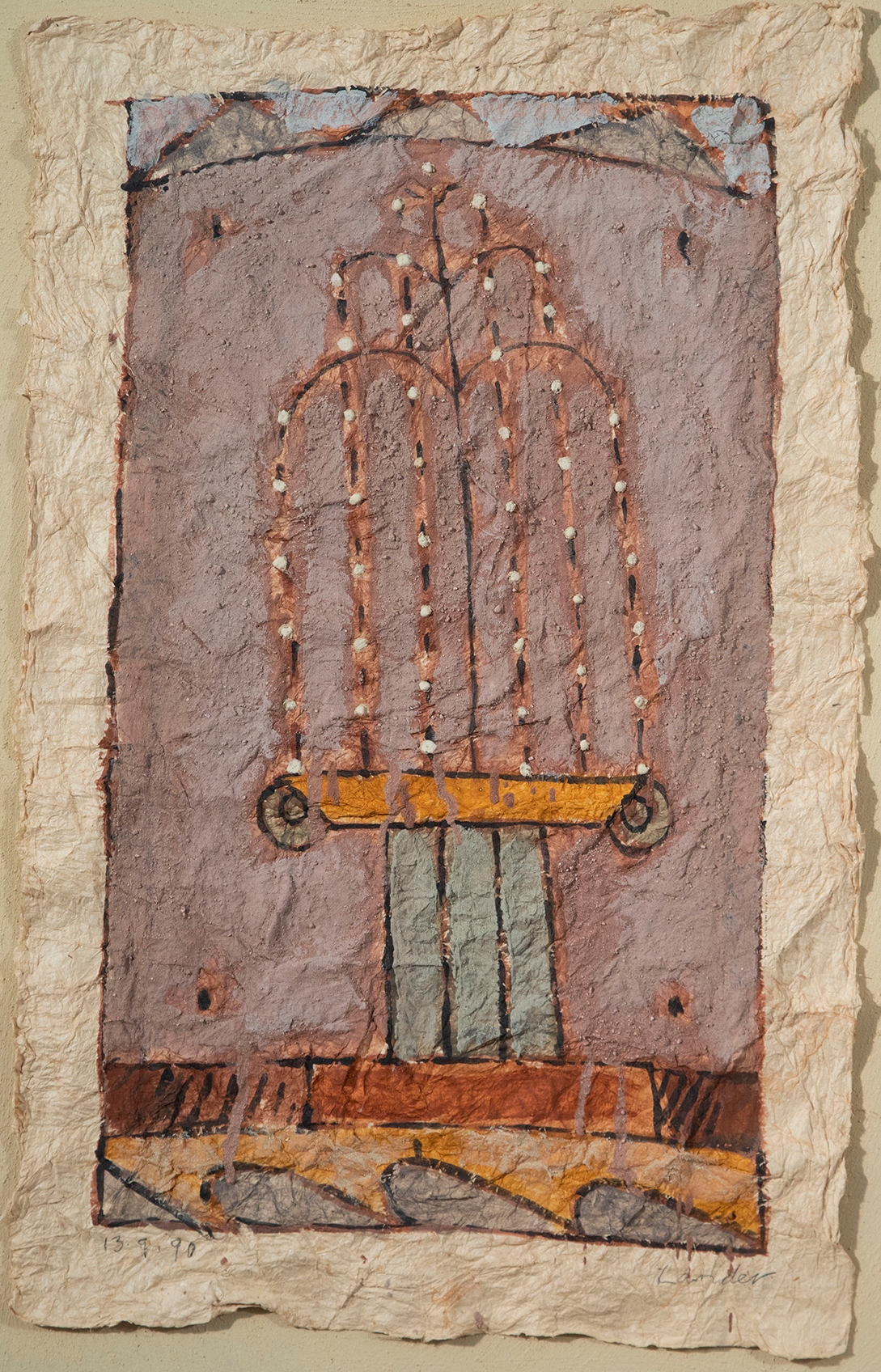 Artwork by Mark Lander, Fountain, Made of natural pigments on handmade paper