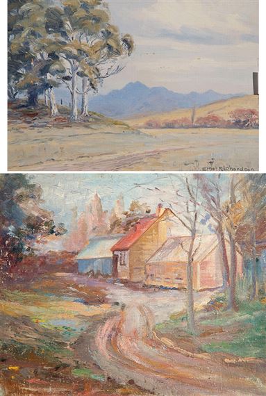 Two works ;White Gums, Blenheim; Coastal Batch by Ethel Richardson