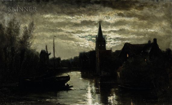Moonlit Canal by Edward Moerenhout, 1880