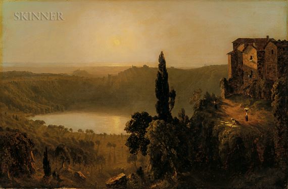 Sketch of the Lago di Nemi by Sanford Robinson Gifford, 1857