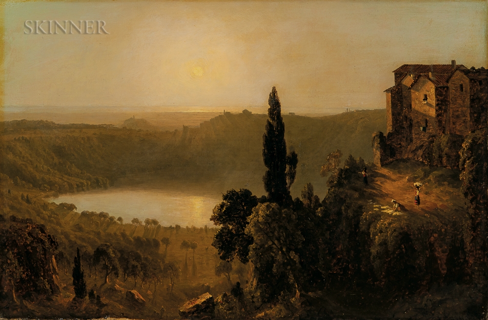 Artwork by Sanford Robinson Gifford, Sketch of the Lago di Nemi, Made of Oil on canvas