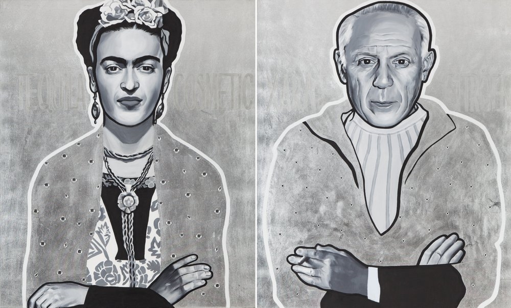 Artwork by Bartek Jarmoliński, From the cycle "Santo Subito": „St. Pablo”, „St. Frida”, Made of oil/canvas