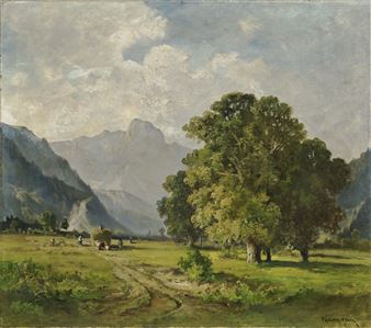 Erntelandschaft mit Blick auf den Wendelstein - Fritz Halberg-Krauss