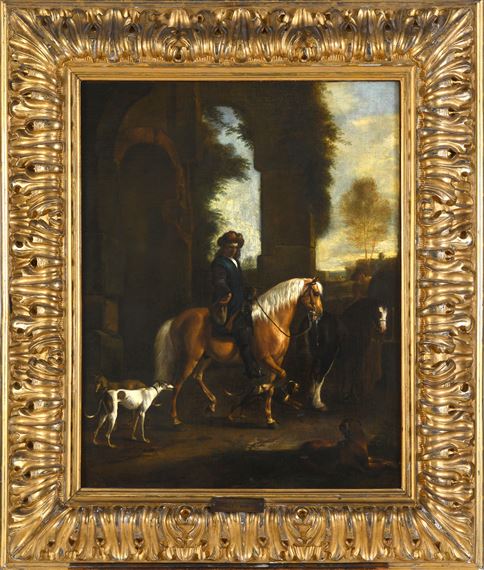 RIDERS IN A LANDSCAPE (DEPART FOR THE HUNT) by Hendrick Verschuring