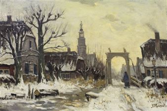 WINTER IN A DUTCH TOWN - Gerardus Johannes Roermeester