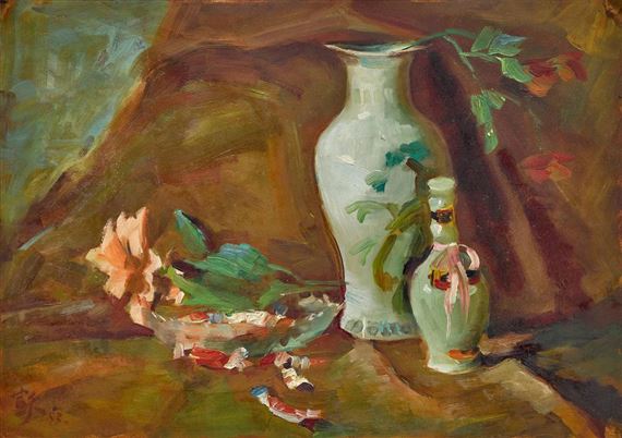 Guanyin Vase and Flower by Qin Xuanfu, 1953