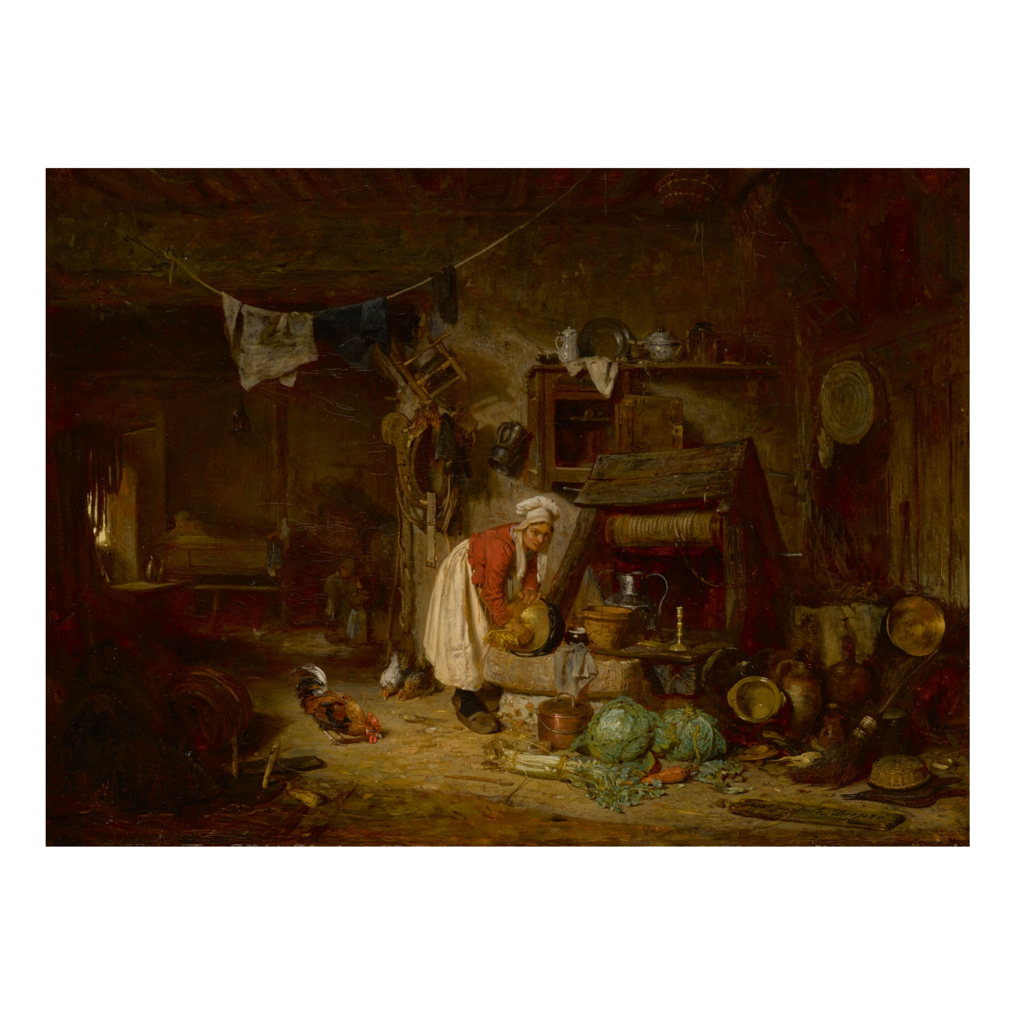 Artwork by Jules Dupré, INTÉRIOR DE FERME DANS LE BERRY, Made of oil on canvas
