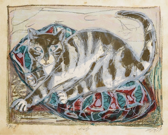Artwork by Otto Dix, Katze, Made of Lithograph in colours