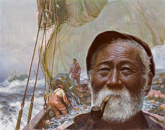 OLD MAN AND HIS FELLOWS by Guang Tingbo, 1984