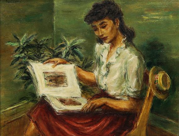 "Mary with Book by Sueo Serisawa