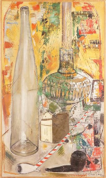 NATURE MORTE À LA LAMPE by Robert Saint-Cricq, 1955