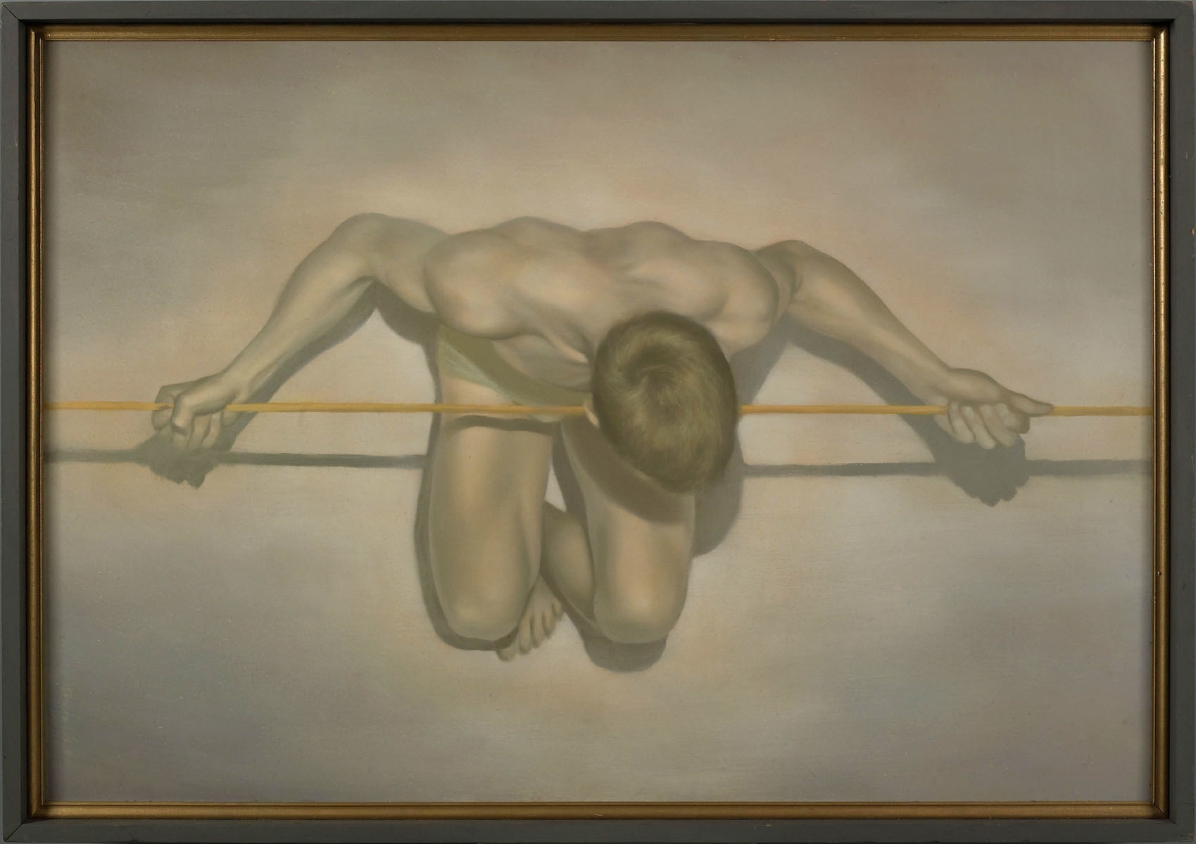 Artwork by Robert R. Bliss, Portrait of a tightrope walker, Made of oil on masonite