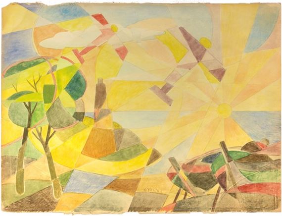 PAESAGGIO SIMULTANEO + AEREI CAPRONI by Giulio d’Anna, circa 1928-1929