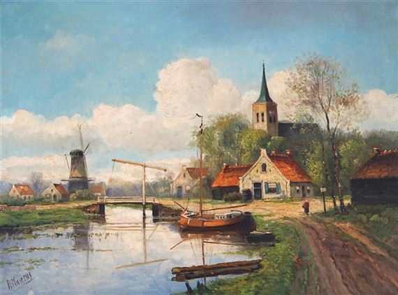 Dutch Country Scene by H. Martens