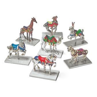 A GROUP OF SEVEN SILVER AND ENAMEL CAROUSEL FIGURES, DESIGNED BY GENE MOORE FOR TIFFANY & CO., NEW YORK - Gene Moore