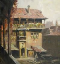Im Innenhof eines prächtigen Bürgerhauses (in Nürnberg ?) by Louis Wöhner