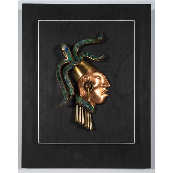 Los Castillo Mayan Figure Sculpture by Los Castillo, mid-20th century