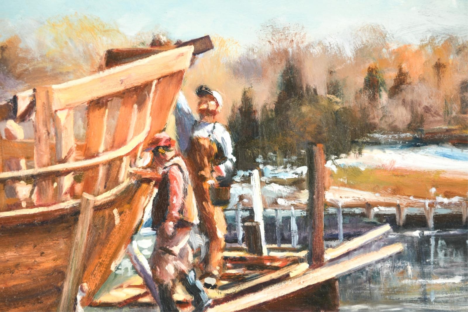 Artwork by Stan Moeller, Ship builders, Made of OIL ON BOARD
