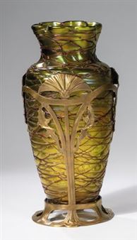 VASE MIT METALLMONTIERUNG GLASFABRIK ELISABETH - B. Teplitz