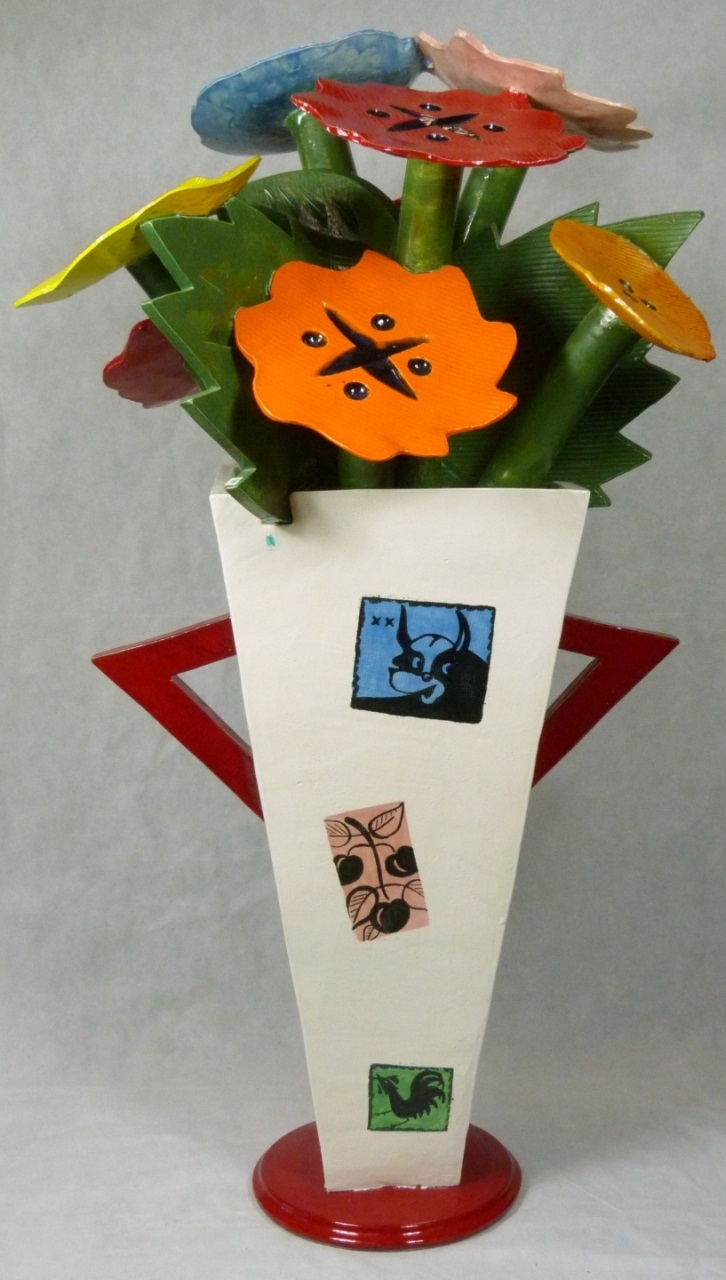 Artwork by Robert Beau Kvenild, FLOOR VASE WITH FLOWERS, Made of ceramic