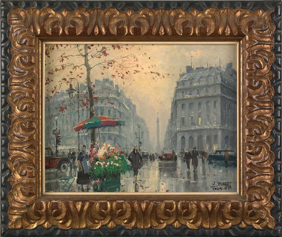 Parisian Scene by Juan Bayón Salado, 1955