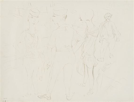 Hafenszene Frankreich by George Grosz, Drawn in 1925