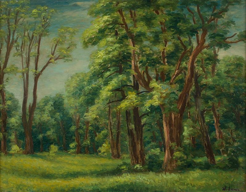 Artwork by Wladyslaw Lam, Pejzaż leśny, Made of oil, cardboard