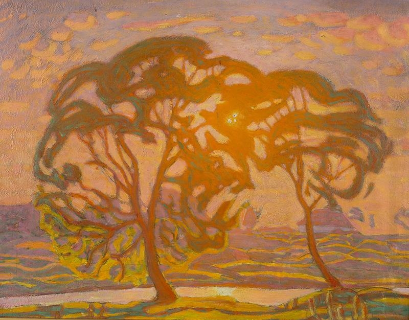 Artwork by Wladyslaw Araszkiewicz, Drzewa, Made of oil, cardboard