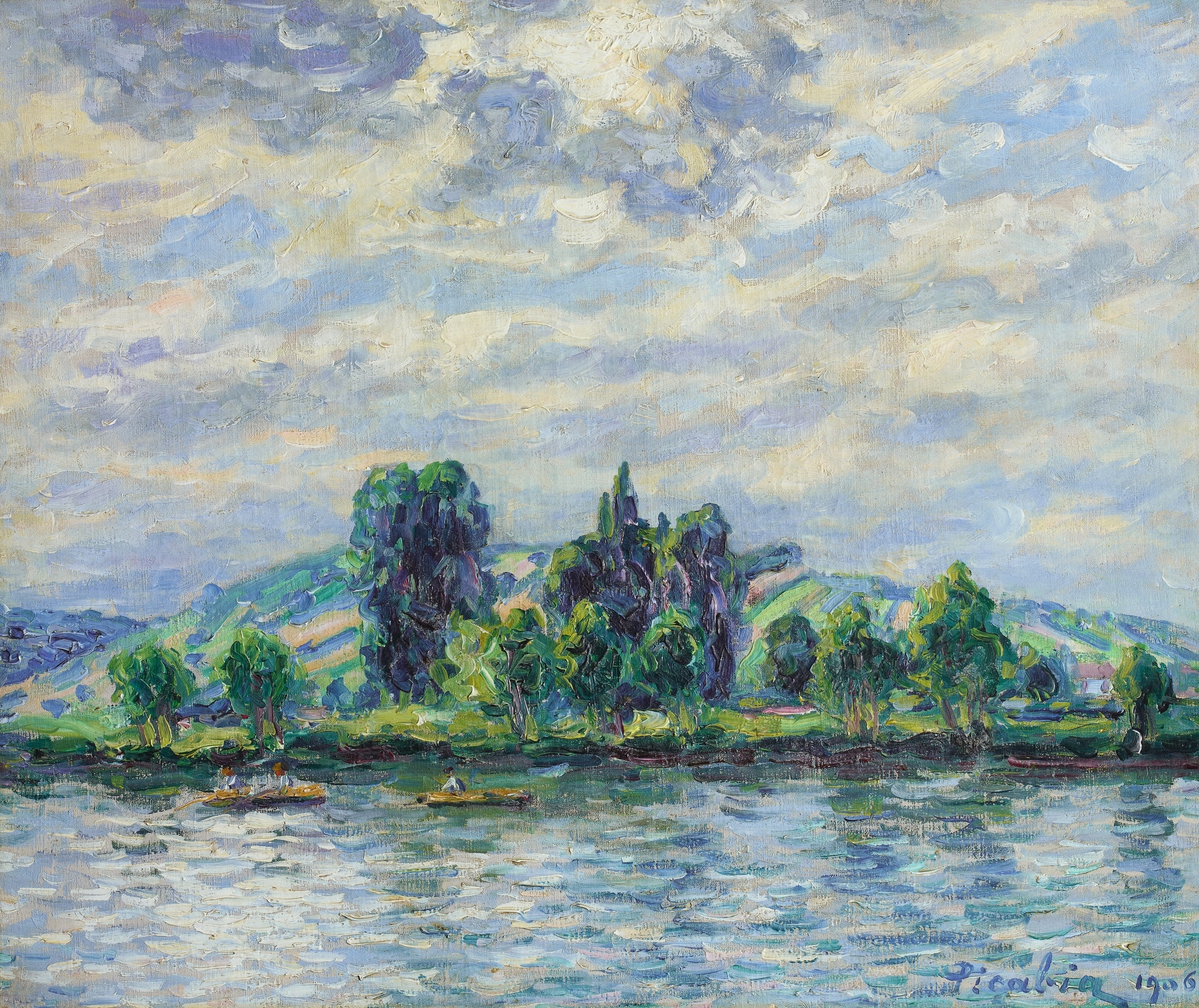 Artwork by Francis Picabia, SANS TITRE (BORDS DE L'YONNE, EFFET DE SOLEIL), Made of oil on canvas
