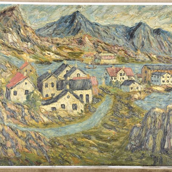 Mountain Village Landscape by John Emil Berninger