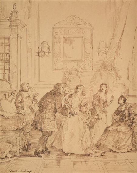 "La réception au salon" by Louise Émilie Leleux-Giraud