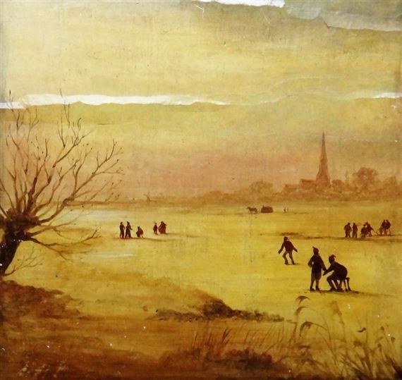 Skaters in a winter landscape by Pieter Brueghel the Elder